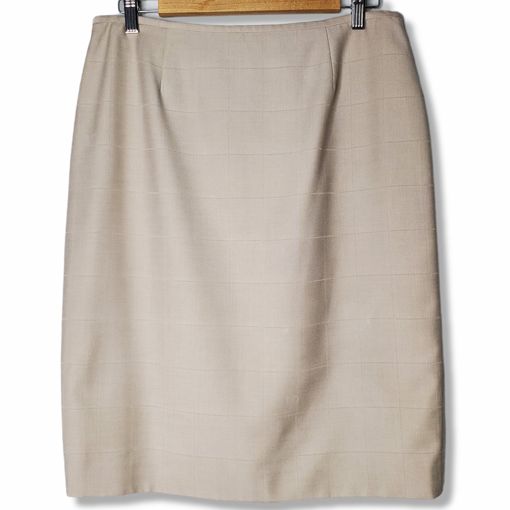 Calvin Klein Windowpane Plaid Pencil Skirt Tan 10